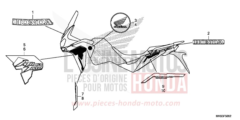 MARKE/STREIFEN (3) von Africa Twin Schaltgetriebe DARKNESS BLACK METALLIC (NH463) von 2020